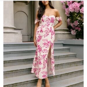 Pink Trumpet Maxi Dress with Slit